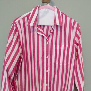 J. Crew Pink and White Striped Button Down